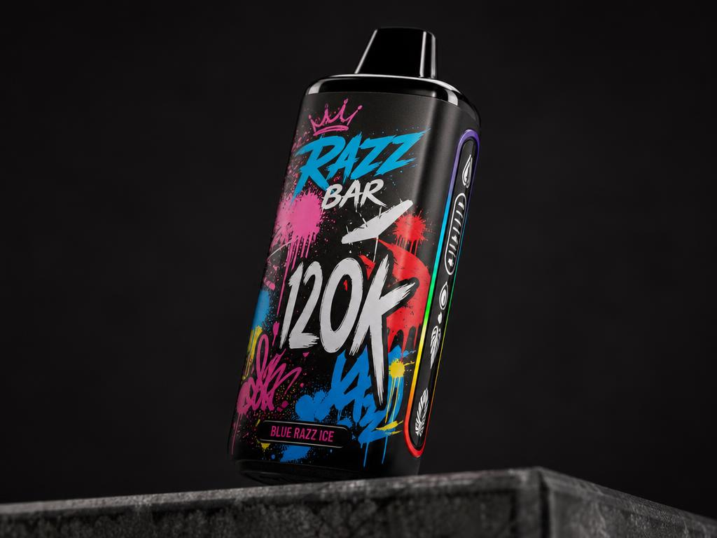 Vaper desechable Razz Bar 120K puffs con diseño graffiti